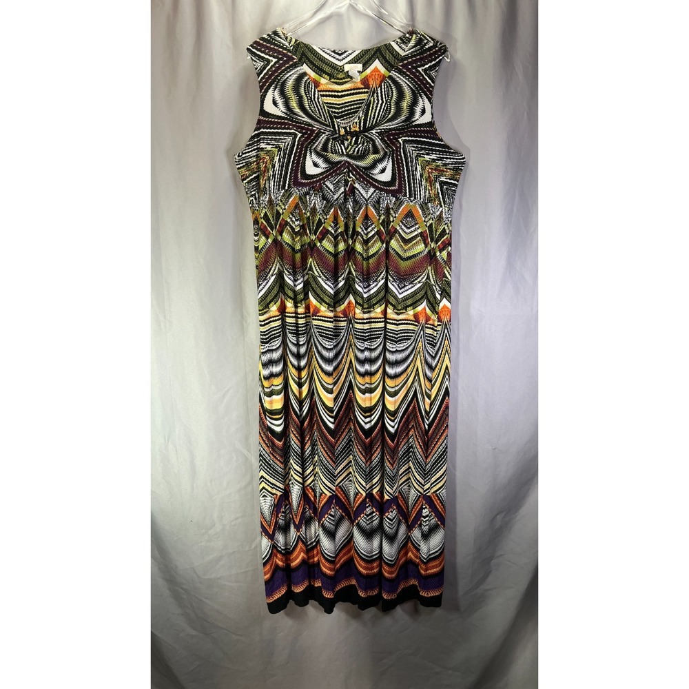 Chico's Maxi Dress Womens Multicolor Geometric Print Twist Detail Party Cocktail